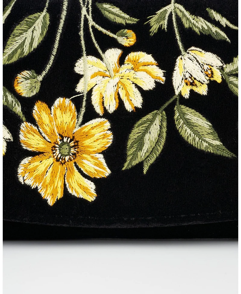 Fable England Botanical Velvet Embroidered Purse Large