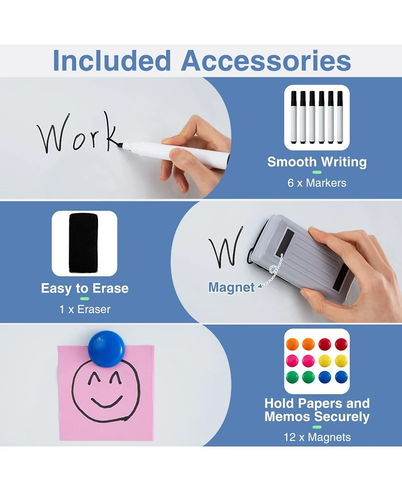 Sugift Rolling Double-Sided Magnetic Whiteboard on Wheels with Stand and Aluminum Alloy Frame