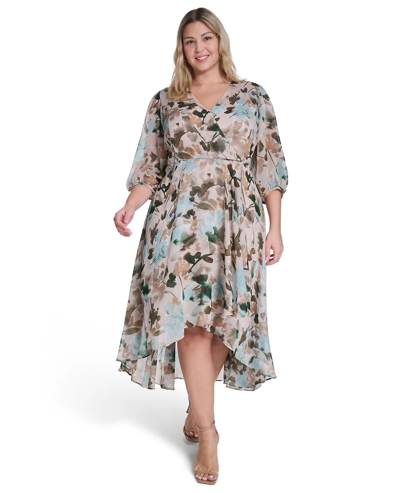 Calvin Klein Plus Surplice V-Neck Midi Dress