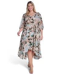 Calvin Klein Plus Surplice V-Neck Midi Dress