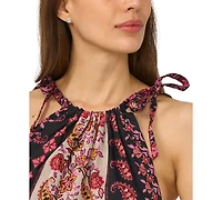 CeCe Women's Smocked Waist Halter Neck Top