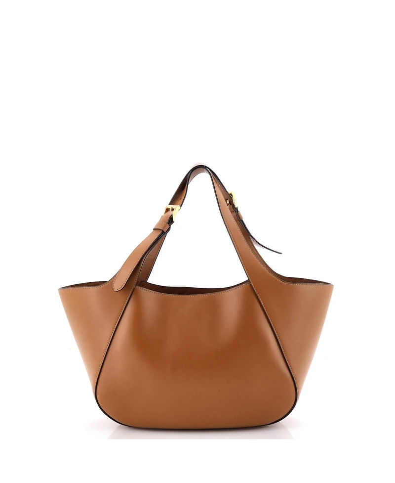 Pre-Owned Prada Medium Triangle Logo Buckle Handle Tote City Calfskin