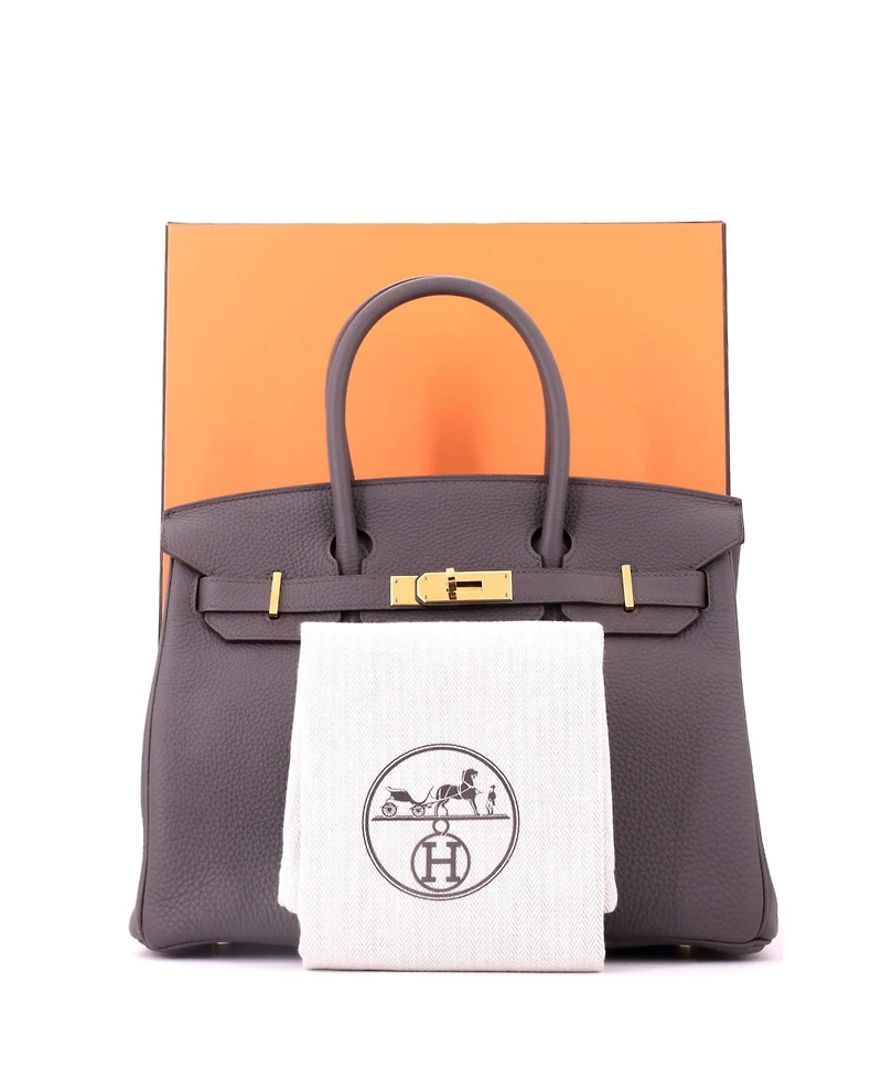 Pre-Owned HERMES Birkin 30 Handbag Grey Togo with Gold Hardware