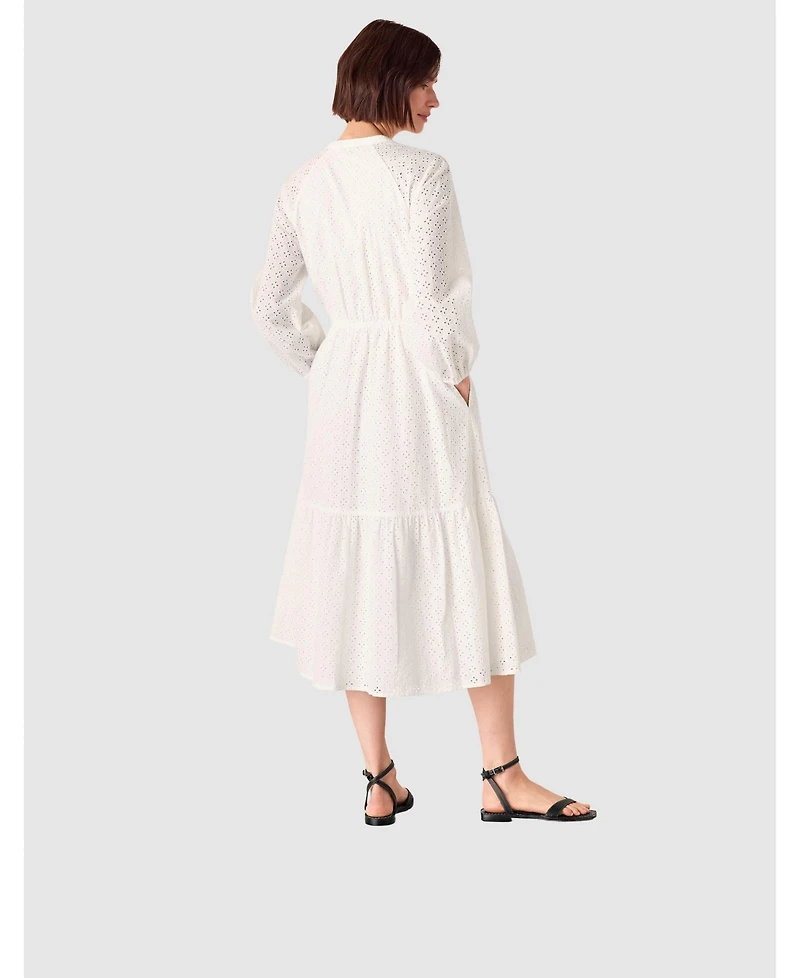 Whistles Women's Long Sleeve Broderie Midi Dress