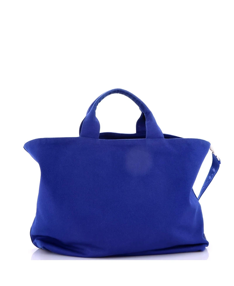 Pre-Owned Prada Large Embossed Triangle Logo Convertible Tote Canvas