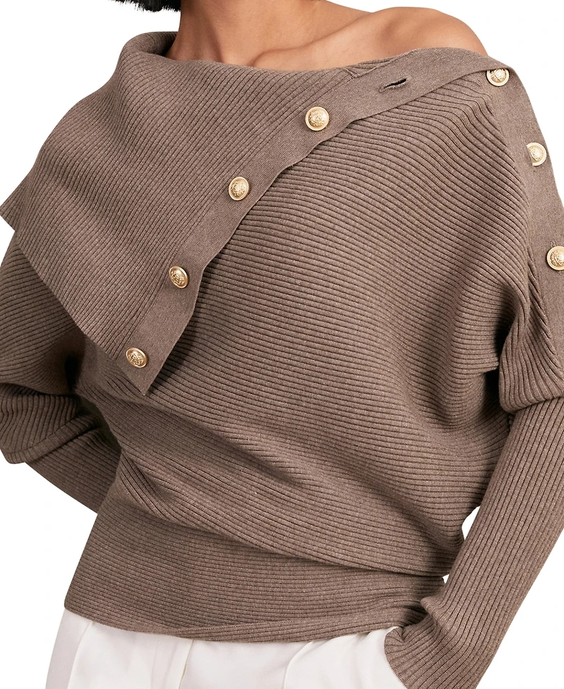 Reiss Women's Lexi Button Shawl Jumper Top