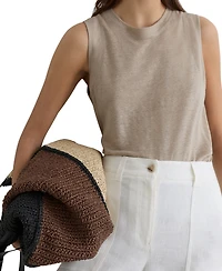 Reiss Women's Amy Crew Neck Linen Top