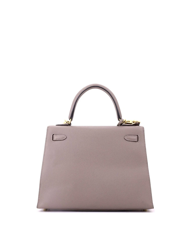 Pre-Owned HERMES Kelly 25 Handbag Grey Epsom with Gold Hardware