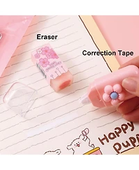Htutwoo 7-In-1 Stationery Set with Gel Pen, Highlighter, Ballpoint Pen, Pencil, Eraser, Knife and Correction Tape, Children Back To School