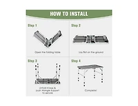 Lucky One Aluminum Grill Table with Iron Mesh Top, Folding Camping Table Adjustable Height