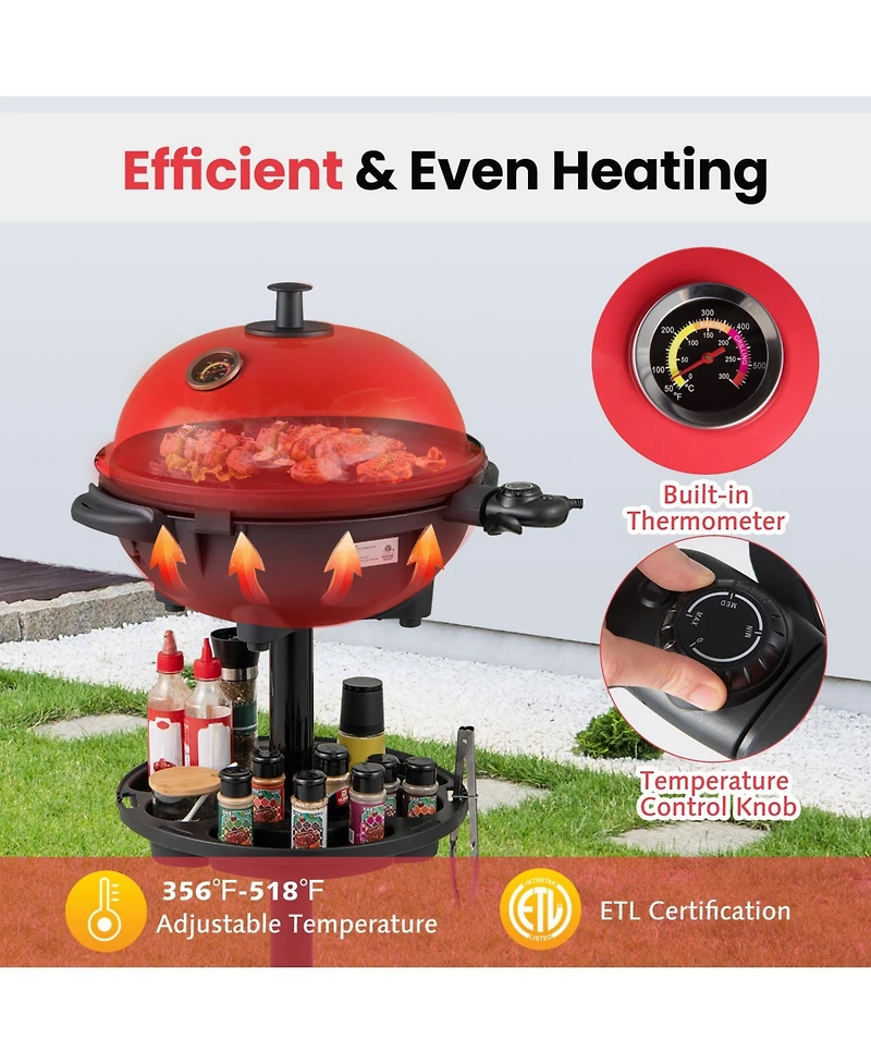 Sugift Electric Bbq Grill 1200W Indoor Outdoor Grill with 2-Zone Non-Stick Grilling Plate