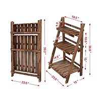 Yaheetech 3-Tier Folding Wooden Flower Pot Stand Flower Display Shelf