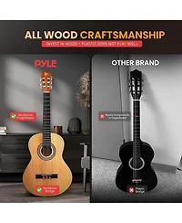 Pyle 34" Beginner Acoustic Guitar Kit, 6-String 1/2 Junior Size All-Wood Guitar for Kids & Adults