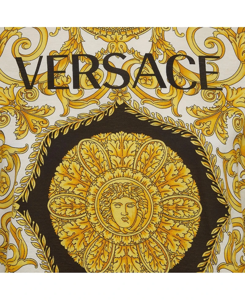 Pre-Owned Versace Women's Baroque Print Jersey Crew Neck T-Shirt