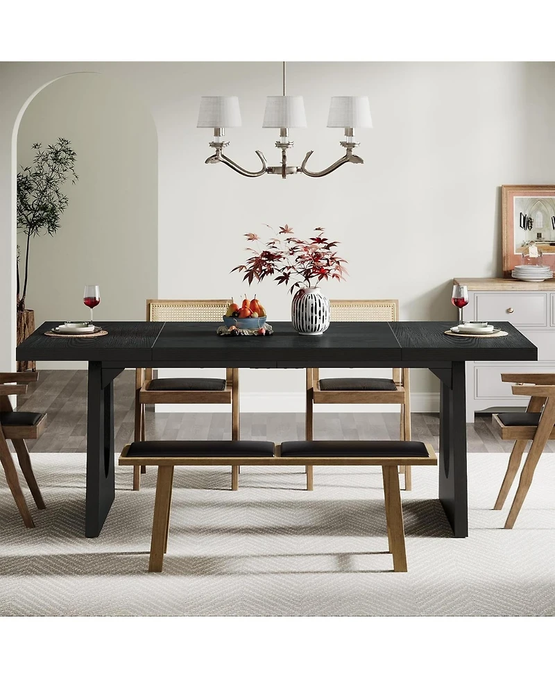Tribesigns 70.9-Inch Dining Table for 6-8 People, Rustic Rectangular Table, Farmhouse Center Kitchen Room, Living Room