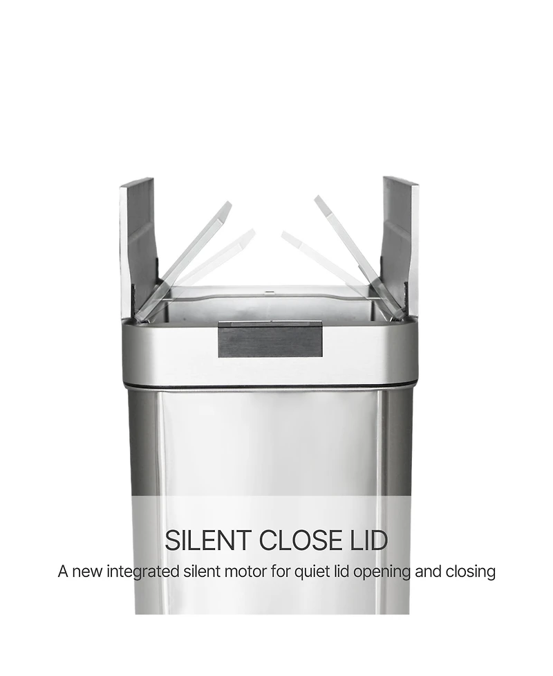 Mega Casa 16 Gallon Motion Sensor Trash Can with 26 Bags, Stainless Steel Slim Rectangular Kitchen Garbage Can with Butterfly Silent Close Lid