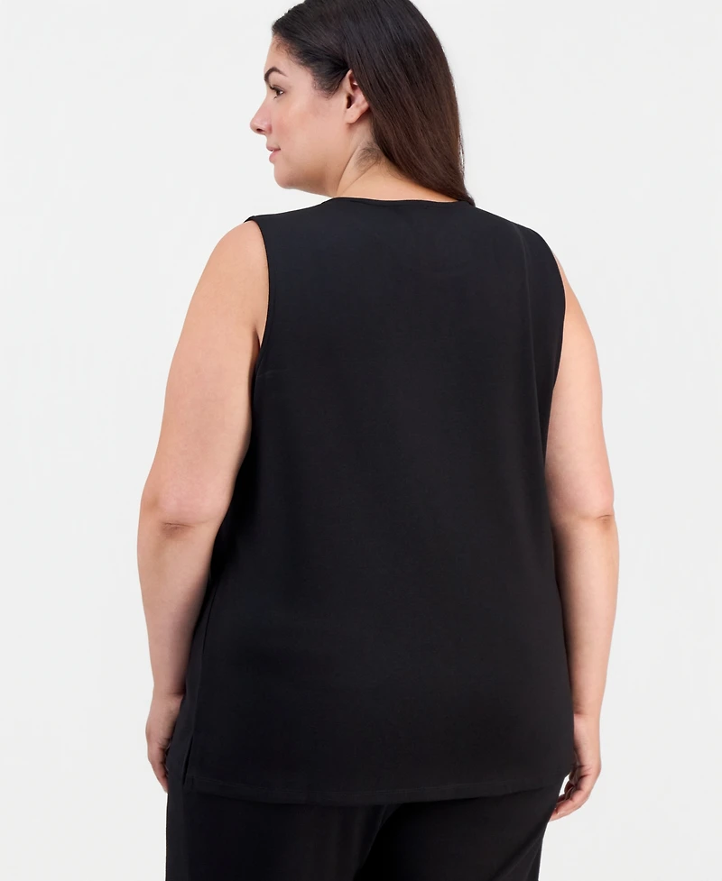 Anne Klein Plus Sleeveless Grommeted Top