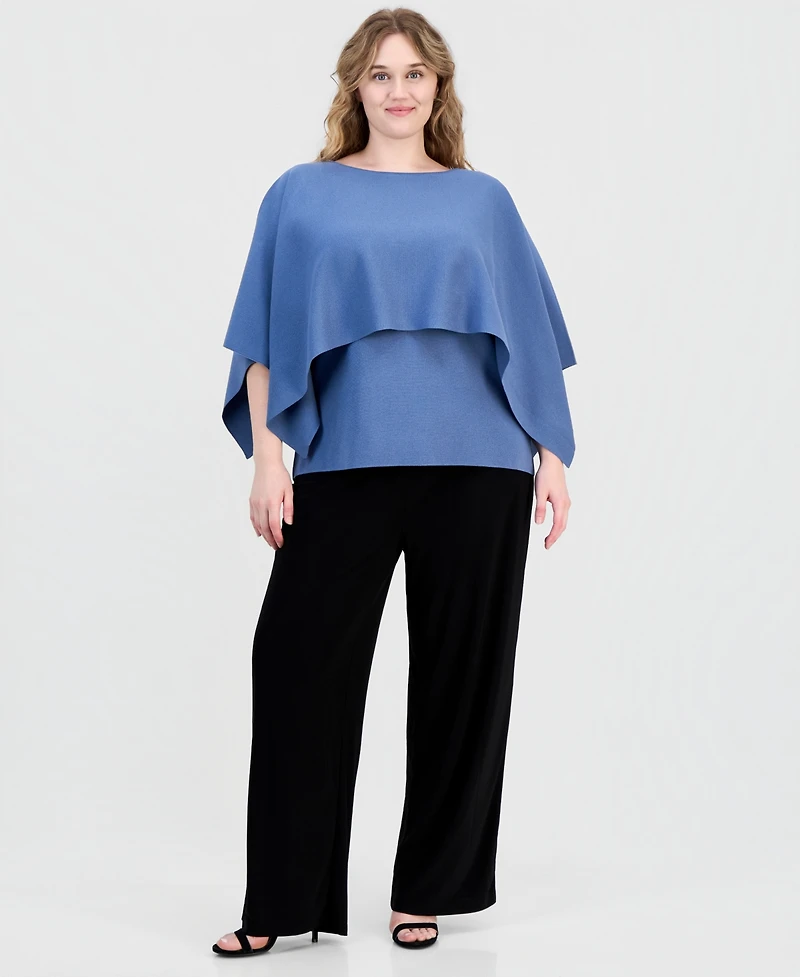 Anne Klein Plus Asymmetric Cape Knit Top