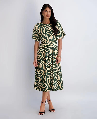 Kensie Women's Printed Crewneck Midi Dress