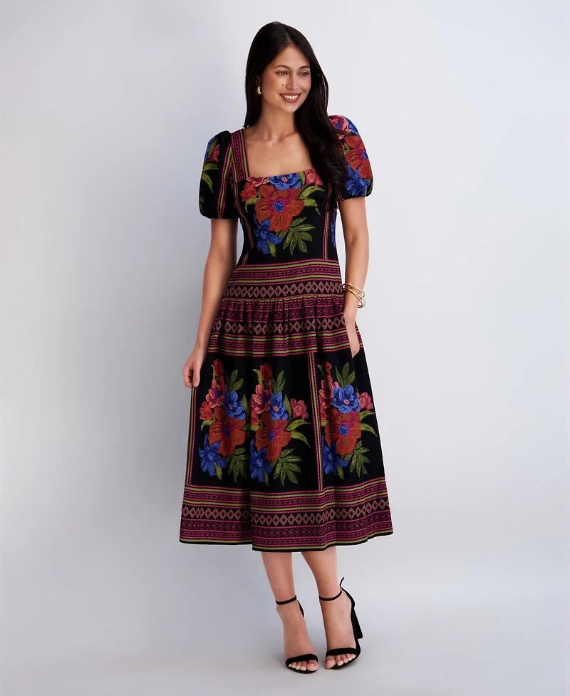 Kensie Women's Square Neck Printed Dress