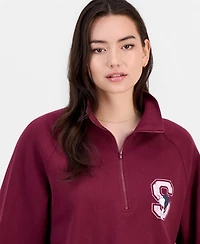 Peanuts Juniors' Snoopy Quarter-Zip Fleece Sweatshirt
