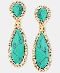 Anne Klein Pave & Stone Clip-On Drop Earrings