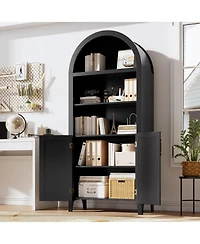gaomon Arched Kitchen Pantry Cabinet, 5-Tier Open Shelf with Textured Finish, Farmhouse Storage for
