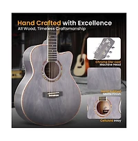 Pyle Beginners 6-String Acoustic Guitar, 36" Cutaway Body With Kit