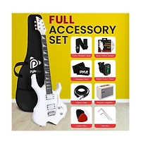 Pyle 6-String Electric Guitar Kit - Includes Amplifier, Digital Tuner, and Accessories