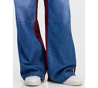 Madden Girl Juniors' Mixed Materials Wide Leg Jeans