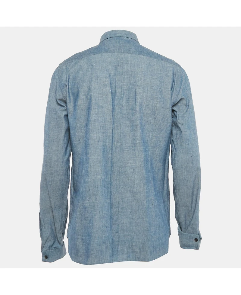 Pre-Owned Burberry Men's Pintucks Chambray Double Cuff Shirt