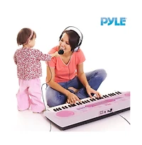 Pyle Portable Kids Karaoke Piano Keyboard with Wired Microphone, Rechargeable Battery - 49 Keys, PKBRD4911PK