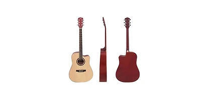 Pyle 41" Acoustic Guitar Kit with Cutaway Body, Accessory Pack - Natural Finish, PGA480NT