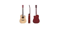 Pyle 41" Acoustic Guitar Kit with Cutaway Body, Accessory Pack - Natural Finish, PGA480NT