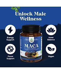 Nature's Craft Maca Root Complex for Men with Siberian Ginseng, Ashwagandha and Black Maca Herbal Supplement for Men's Health, 120 Capsules