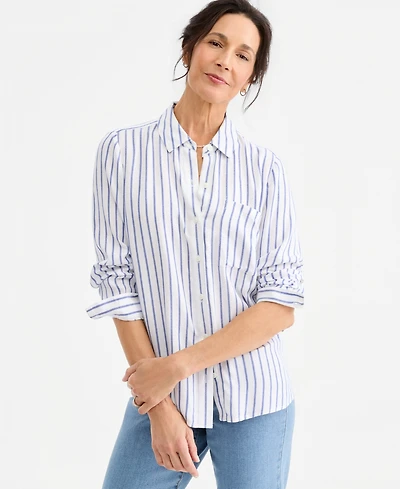 Style & Co Women's Striped Perfect Shirt, Macy's Exclusive