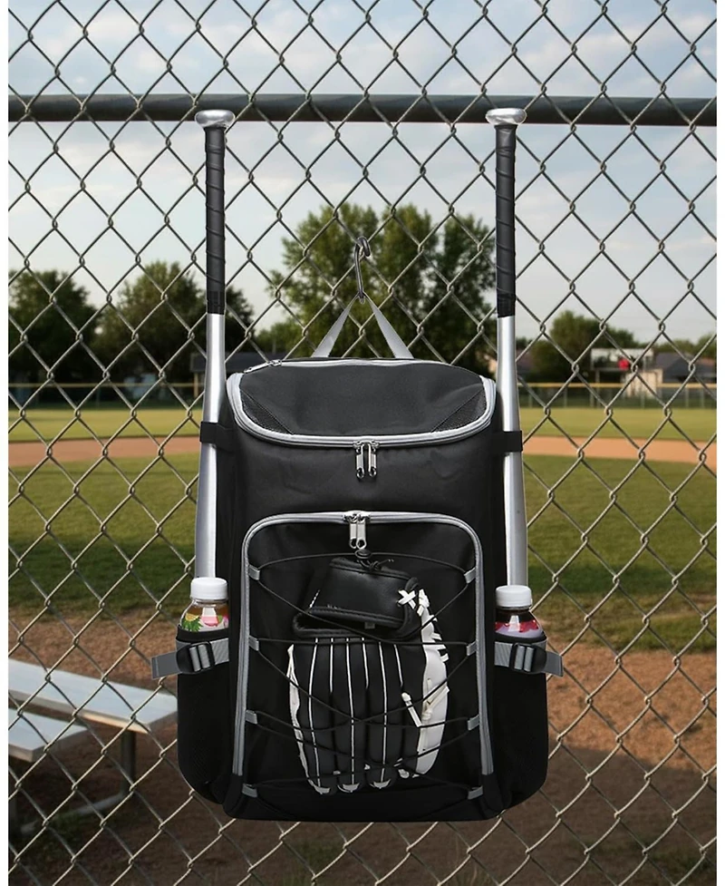 Furlihong Solid Pattern Baseball Softball Gear Backpack for Boys and Girls Ages 8-14 - Youth Bat Bag with Ventilated Shoe Compartment for Players