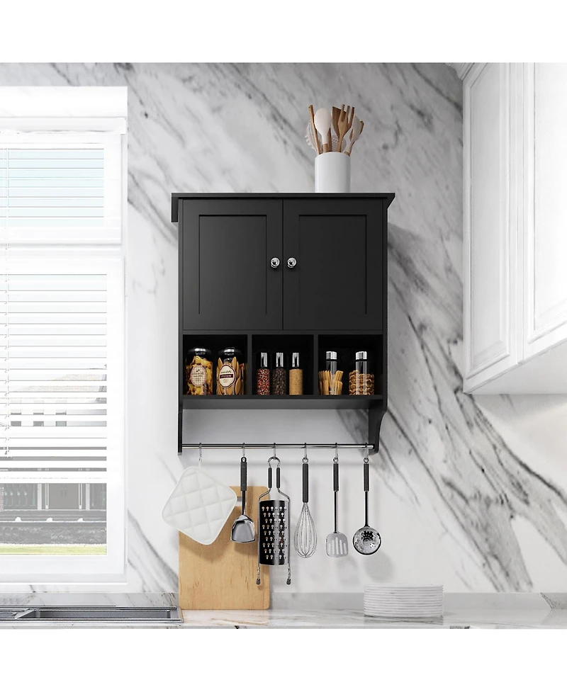 Midola Medicine Cabinets, Space Saving Wall Cabinet with 2 Doors and Adjustable Towel Rack Shelves, Storage Saver for Bathroom
