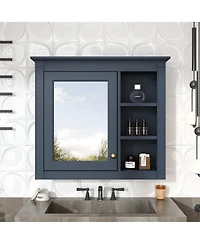 Phying Modern Wall Mounted Medicine Cabinet Bathroom Storage Cabinet with Mirror and 3 Open Shelves