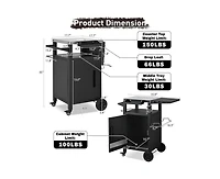 sumyeg 33.9-Inch Outdoor Grill Cart with Drop Leaf, Stainless Steel Top, Storage Cabinet and Wheels