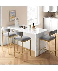 gaomon Bar Stools Set of 2,Upholstered Bar Chairs with Back,25.5 Inches Kitchen Bar Stools with Footrest,Thick Cushion,Counter Height Barstools