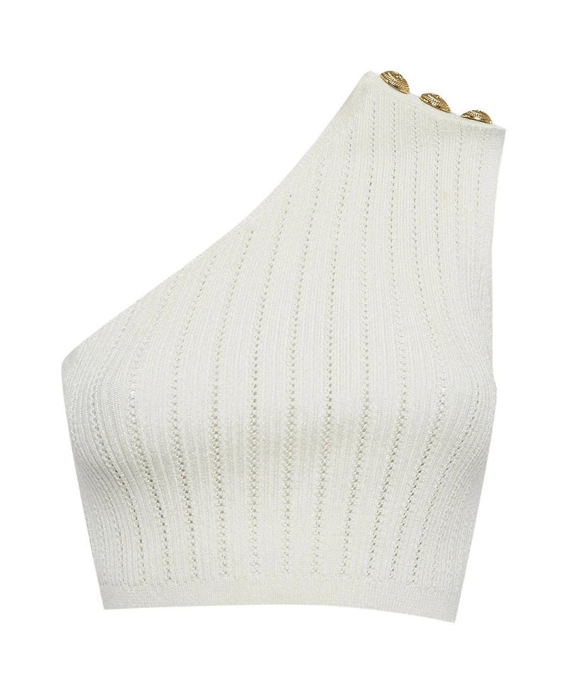Pre-Owned Balmain Women's Pointelle Knit One Shoulder Top