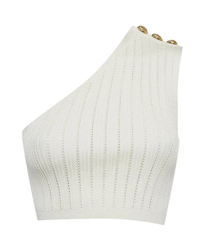 Pre-Owned Balmain Women's Pointelle Knit One Shoulder Top