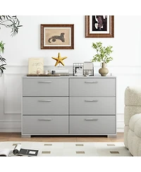 Gouun 6-Drawer Storage Cabinet with Metal Legs and Anti-Toppling Devices, 47 x 18 x 30.5
