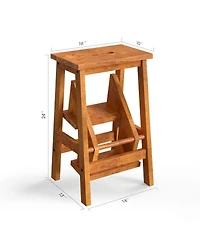 Gouun 3-in-1 Rubber Wood Step Stool and Ladder with Handle, 200 lbs Capacity per Step