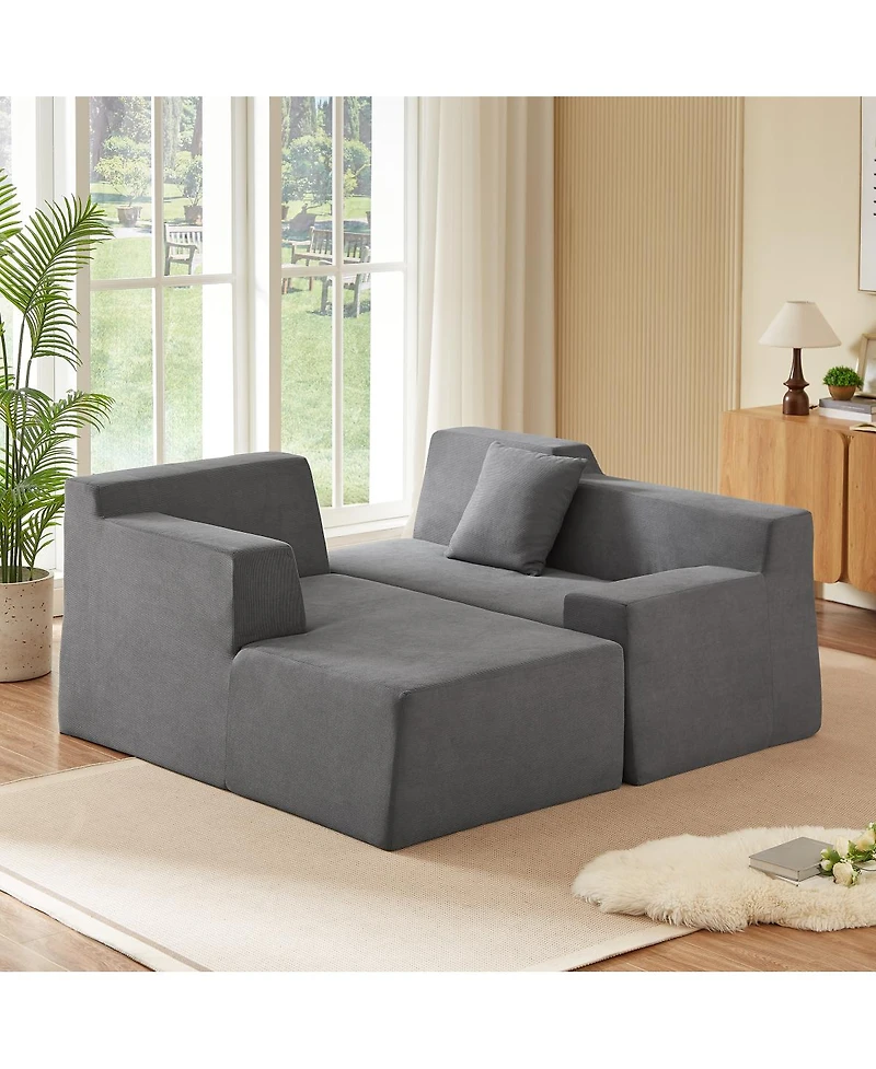 Streamdale Furniture Modern minimalist L-shaped corduroy high back sofa