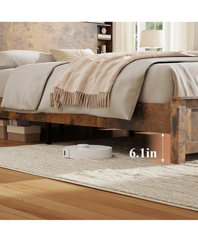 Streamdale Furniture Platform Bed with Storage Headboard and Charging Station