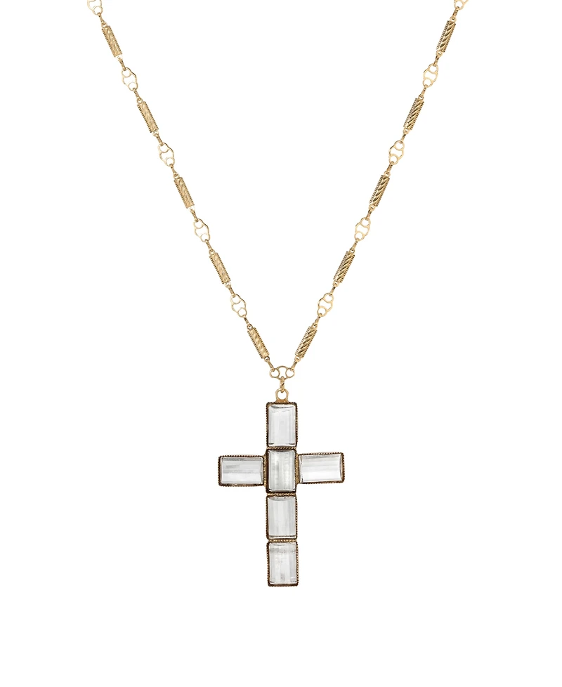 Symbols of Faith Gold Dipped Crystal Cross Necklace