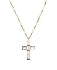 Symbols of Faith Gold Dipped Crystal Cross Necklace