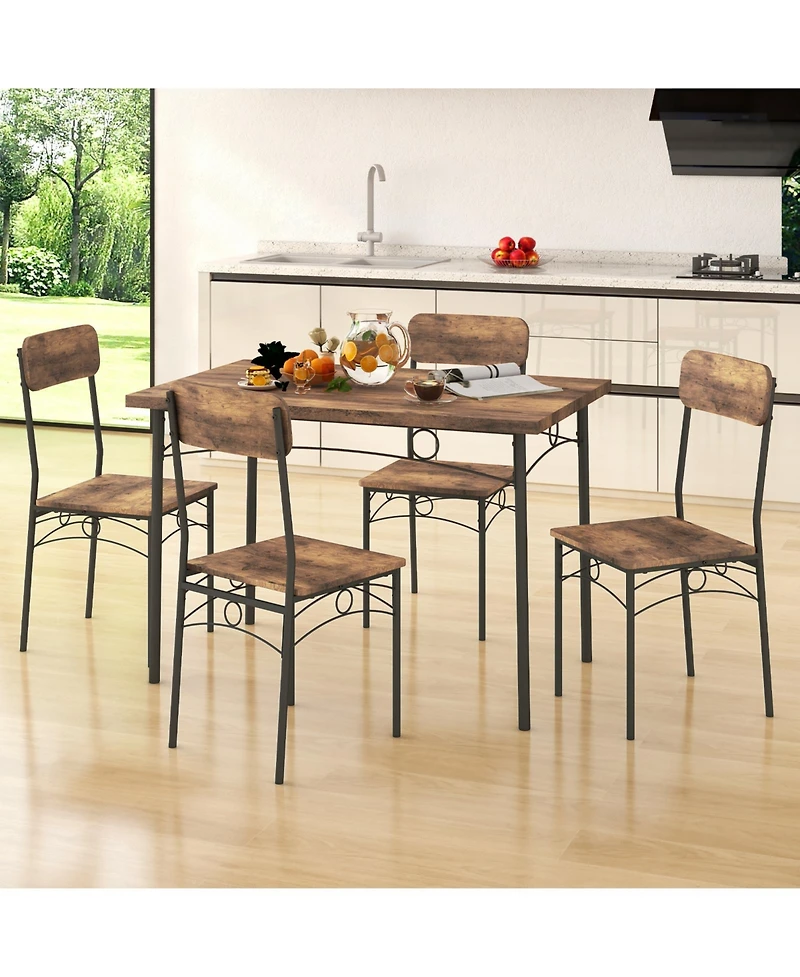 Slickblue 5 Piece Kitchen Dining Set for 4 Industrial Small Space Table Set